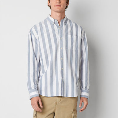 Arizona Mens Long Sleeve Striped Button-Up Shirt