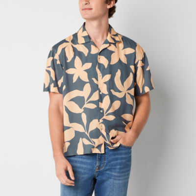 Arizona Mens Rayon Short Sleeve Button-Up Shirt