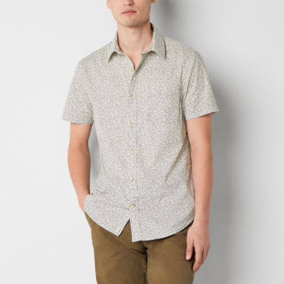 mutual weave Mens Regular Fit Short Sleeve Button-Down Shirt