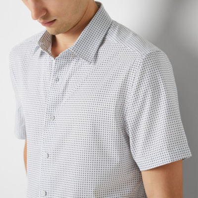 stylus stretch mens regular fit short sleeve button down shirt
