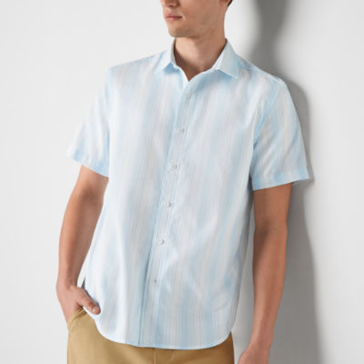 Stylus Mens Regular Fit Short Sleeve Textured Button-Down Shirt