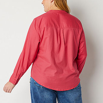 A.n.a Plus Womens Long Sleeve Regular Fit Button-Down Shirt