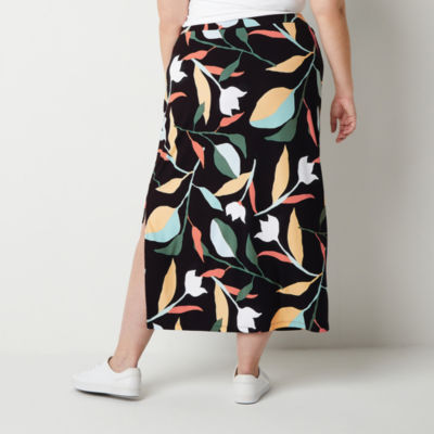 Liz Claiborne Womens Mid Rise Long A-Line Skirt-Plus