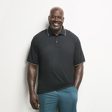 Shaquille O'neal Xlg Elevated Athletic Mens Regular Fit Short Sleeve Polo Shirt In Black
