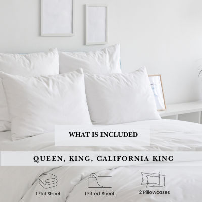 Pointehaven Long Staple Cotton Hem Stitch Deep Pocket Oversized 525tc Sheet Set