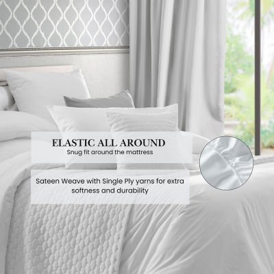 Pointehaven Long Staple Cotton Hem Stitch Deep Pocket Oversized 525tc Sheet Set