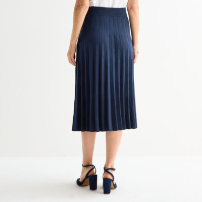 Liz Claiborne Womens Midi Pleated Skirt
