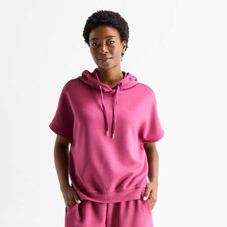 Stylus Womens Short Sleeve Hoodie, X-large, Pink