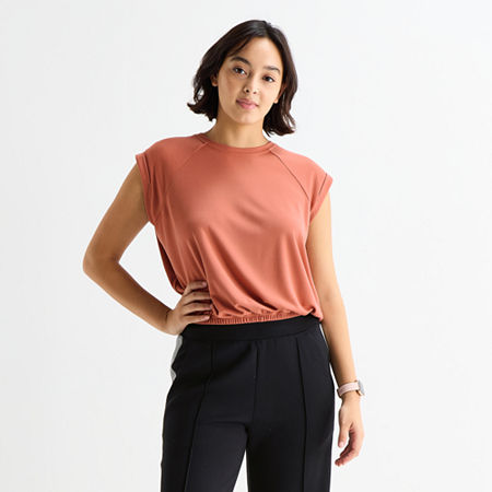 Stylus Womens Crew Neck Short Sleeve T-Shirt, Xx-large, Brown