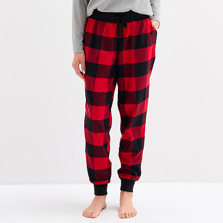 Sleep Chic Jogger Womens Flannel Pajama Pants In Red