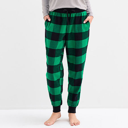 Sleep Chic Jogger Womens Flannel Pajama Pants In Green