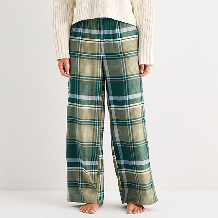 Arizona Body Womens Flannel Juniors Pajama Pants In Green