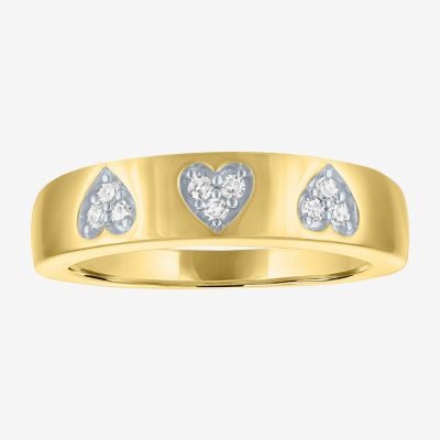 G-H / Si2-I1 Womens 5MM 1/10 CT. T.W. Lab Grown White Diamond 14K Gold Over Silver Heart Band