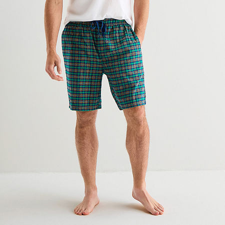 St. John's Bay Mens Flannel Pajama Shorts In Green