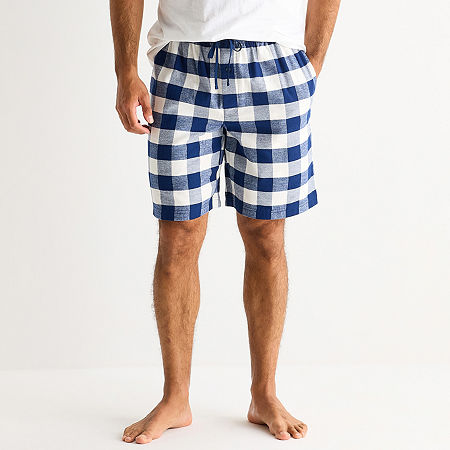 St. John's Bay Mens Flannel Pajama Shorts In Blue