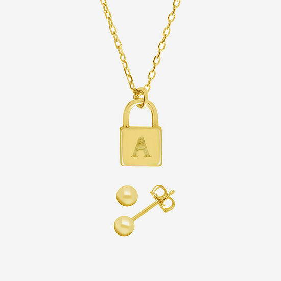 Itsy Bitsy Initial 2-pc. 14K Gold Over Silver Jewelry Set