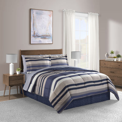 Lanwood Home Xavier Stripe 8-pc. Midweight Comforter Set