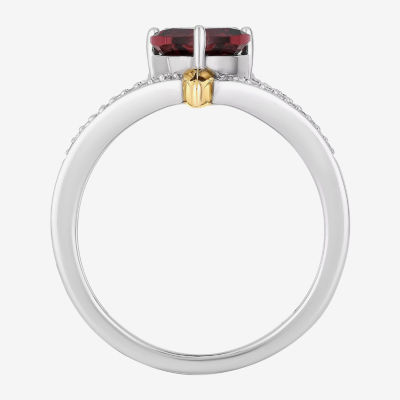 Enchanted Disney Fine Jewelry Villains Evil Queen Womens 1/10 CT. T.W. Genuine Red Garnet 10K Gold Over Silver Heart Princess Cocktail Ring