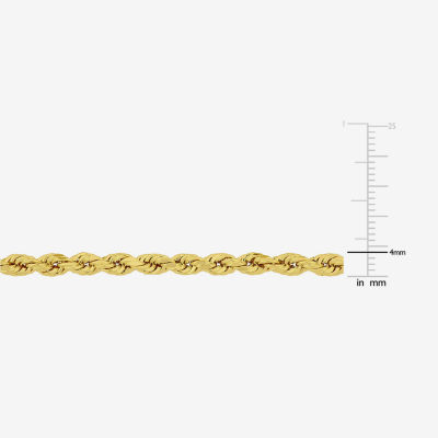 Womens 14K Gold 7.5 Inch Hollow Rope Chain Bracelet