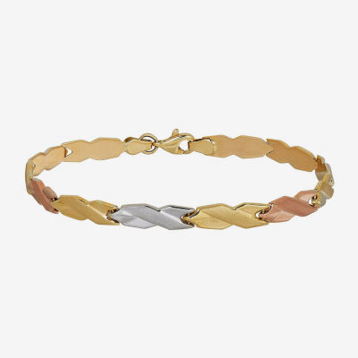 10K Tri-Color Gold 4.83mm Hollow Stampato Link Bracelet 