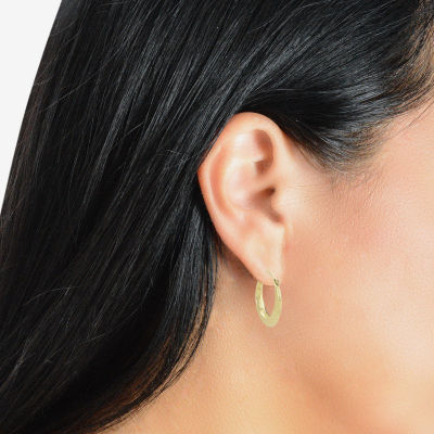 Womens 14K Gold 15mm Round Hoop Earrings