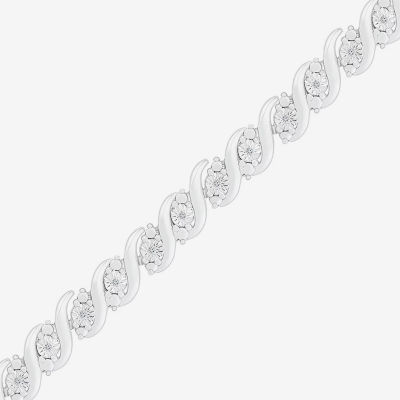 1/10 CT. T.W. Natural White Diamond Sterling Silver 7.25 Inch Tennis Bracelet