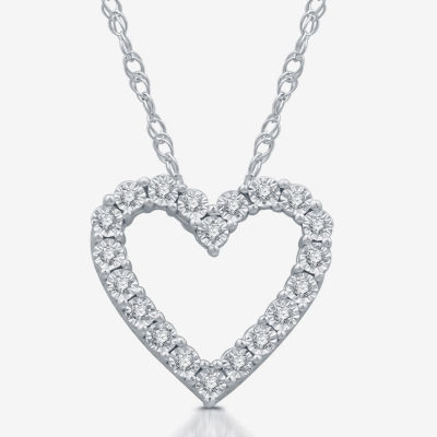 Vintage Heart Locket Lab Diamond Necklace White Topaz in 925 Silver