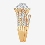 Womens 2 CT. T.W. Mined White Diamond 10K Gold Cushion Halo Bridal Set