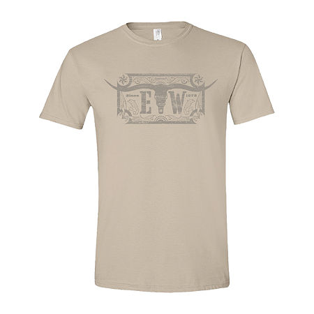 Ely Cattleman Mens Crew Neck Short Sleeve Regular Fit Graphic T-Shirt, Medium, Beige