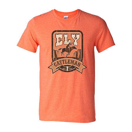 Ely Cattleman Vintage Lao Rider Mens Crew Neck Short Sleeve Regular Fit Graphic T-Shirt, Small, Orange