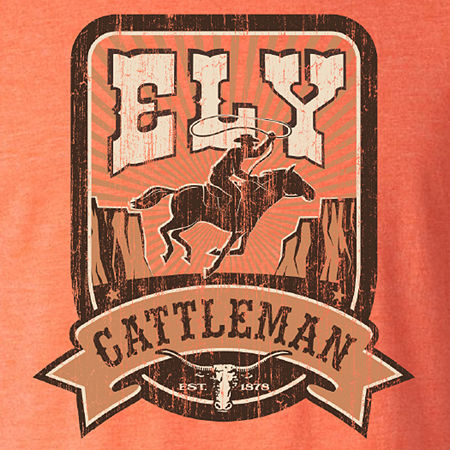 Ely Cattleman Vintage Lao Rider Mens Crew Neck Short Sleeve Regular Fit Graphic T-Shirt, Small, Orange