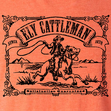 Ely Cattleman Vintage Mens Crew Neck Short Sleeve Regular Fit Graphic T-Shirt, Medium, Orange