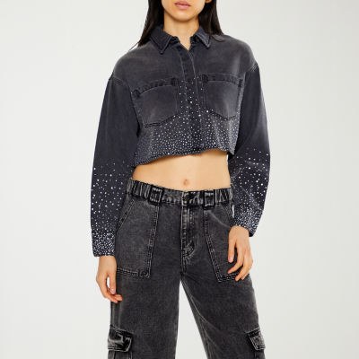Forever 21 Juniors Womens Long Sleeve Button-Down Shirt