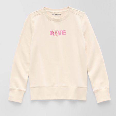 Thereabouts Little & Big Kid Girls Easy-on + Easy-off Round Neck Fleece Adaptive Long Sleeve Sweatshirt, X-large (16), White