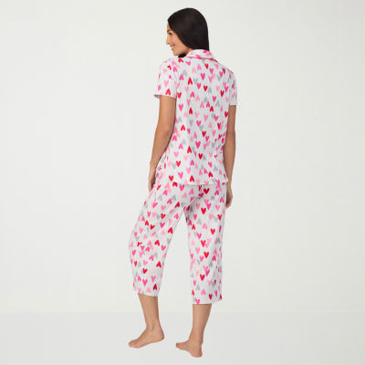 Cuddl Duds Womens V-Neck Short Sleeve 2-pc. Pajama Sets