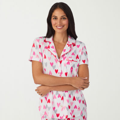 Cuddl Duds Womens V-Neck Short Sleeve 2-pc. Pajama Sets