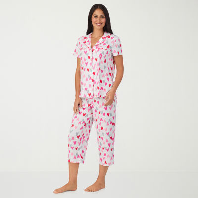 Cuddl Duds Womens V-Neck Short Sleeve 2-pc. Pajama Sets