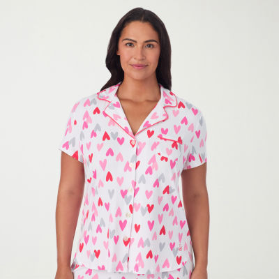 Cuddl Duds Womens V-Neck Short Sleeve 2-pc. Plus Pajama Sets