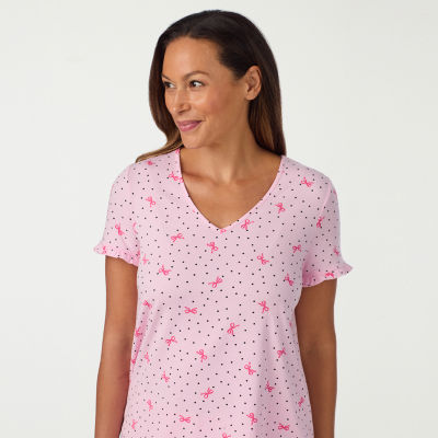 Cuddl Duds Womens V-Neck Short Sleeve 2-pc. Pajama Sets