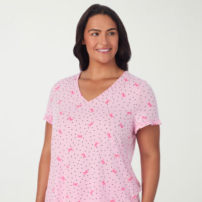 Cuddl Duds Womens V-Neck Short Sleeve 2-pc. Plus Pajama Sets