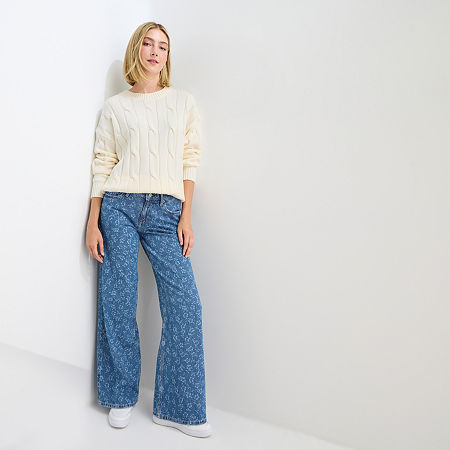 Arizona Womens Juniors Low Rise Baggy Fit Jean In Blue