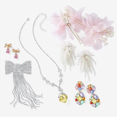 Bijoux Bar Womens Simulated Pearl Drop Earrings