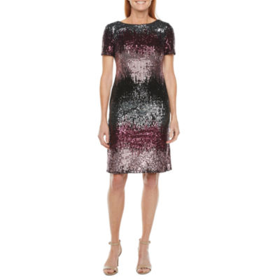 R & M Richards Short Sleeve Ombre Sheath Dress, Color Burgundy JCPenney