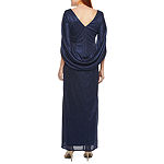 R & M Richards 3/4 Sleeve Glitter Knit Evening Gown
