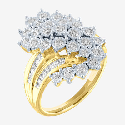 Womens 1 CT. T.W. Natural White Diamond 10K Gold Cocktail Ring