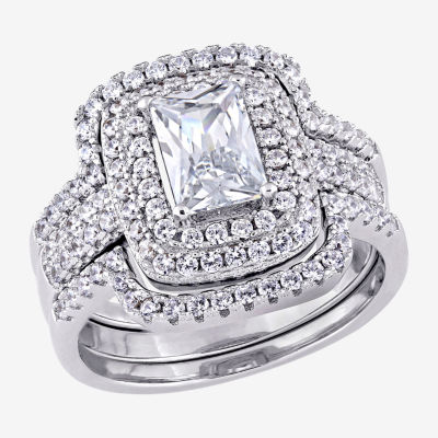 Womens 4 CT. White Cubic Zirconia Sterling Silver Ring Sets