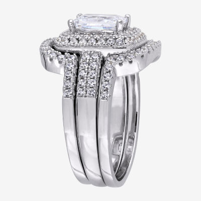 Womens 4 CT. T.W. White Cubic Zirconia Sterling Silver Ring Sets