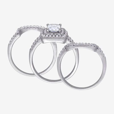 Womens 4 CT. T.W. White Cubic Zirconia Sterling Silver Ring Sets