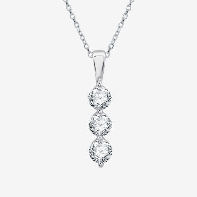 (G / Si1-Si2) Womens 1 CT. T.W. Lab Grown White Diamond 10K Gold 18 Inch Pendant Necklace