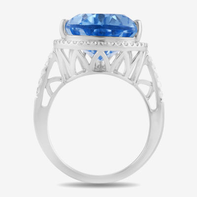 Womens Gemstone Sterling Silver Pear Cocktail Ring